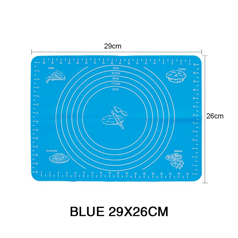 Kneading dough mat silicone Pastry Accessories Sheet Pads Thick Non-stick Rolling Mats Kitchen Cookie Cake Baking Mat Tools: Blue 29x26cm