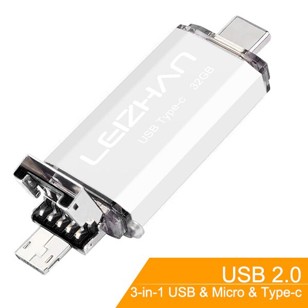 USB stick USB OTG Flash Drive para el teléfono android Samsung S10 S9 S8 S7 S5 S3 Huawei P30 P20 Pendrive USB C photo stick micro u disco: 32 GB / Type C-Micro-Sliver