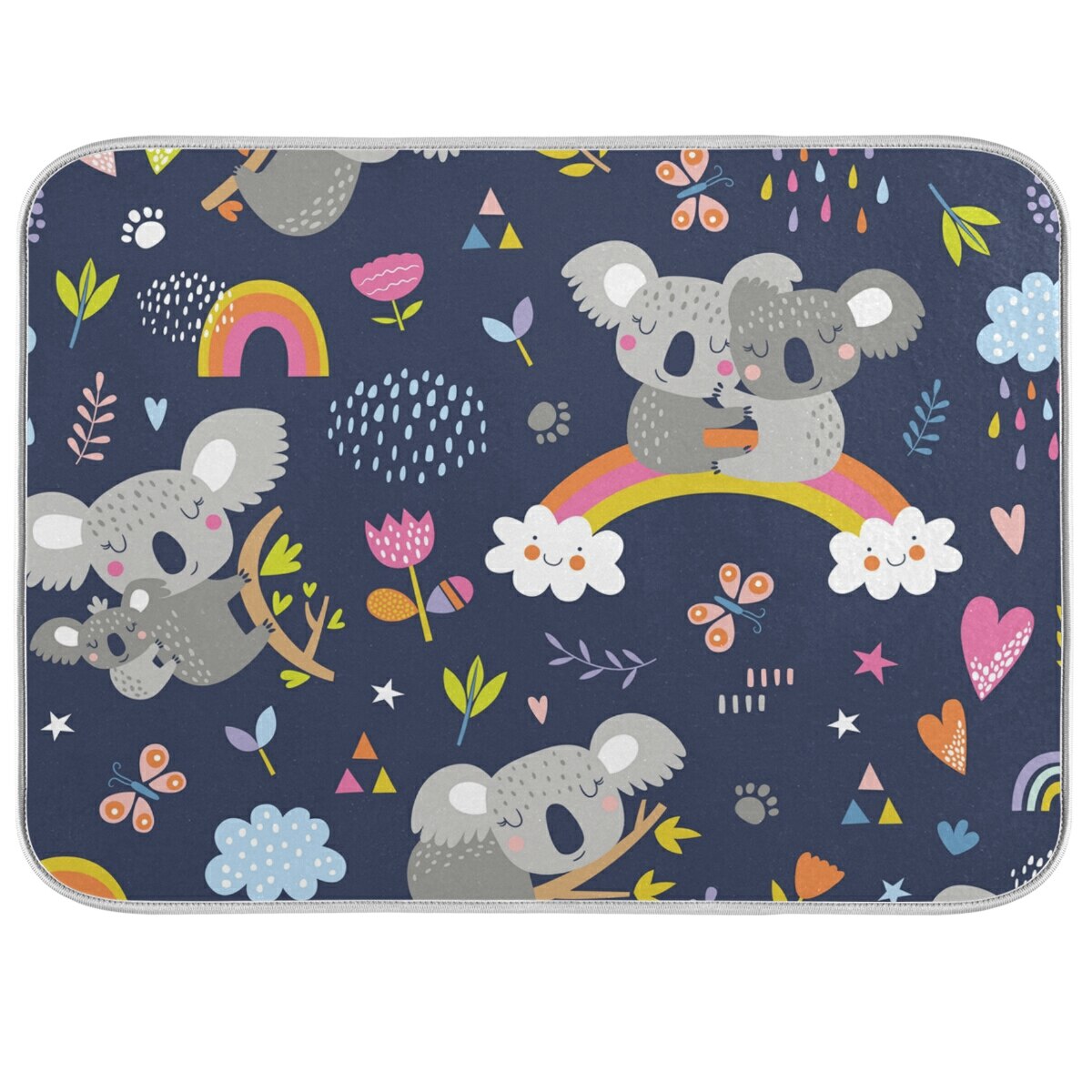 Cartoon Printed Tableware Pad Dish Mat Non-slip Microfiber Dish Drying Mat Kitchen Table Heat Insulation Anti Skid Pads Placemat: Item 4 / M 45.7x60.9cm