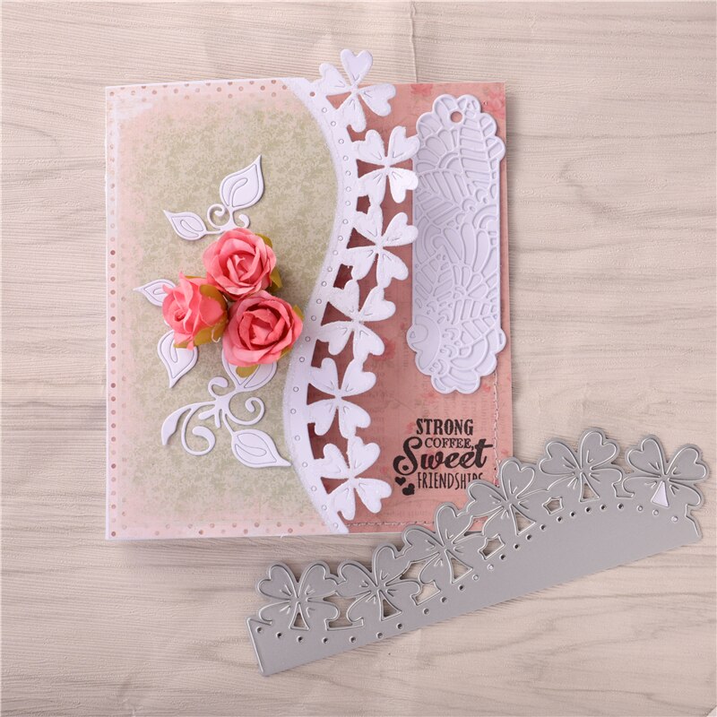 YaMinSanNiO Flower Border Lace Frame Metal Cutting Dies for DIY Scrapbooking Craft Cards Embossing Die Four-leaf Clover Diecut