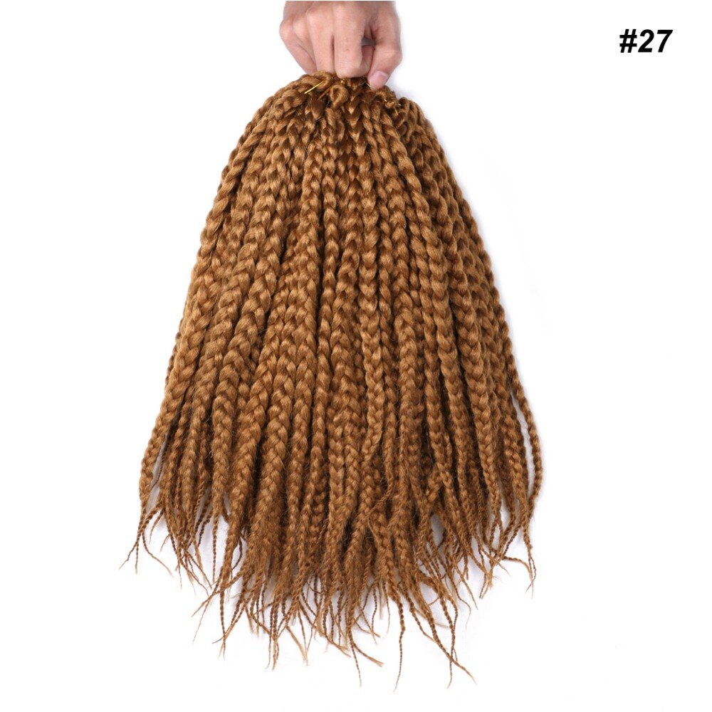 Africa Girl 12" 80g 12Root Kanekalon Crochet Box Braids Synthetic Hair Extensions Pure black bug brown hair for Women: 27