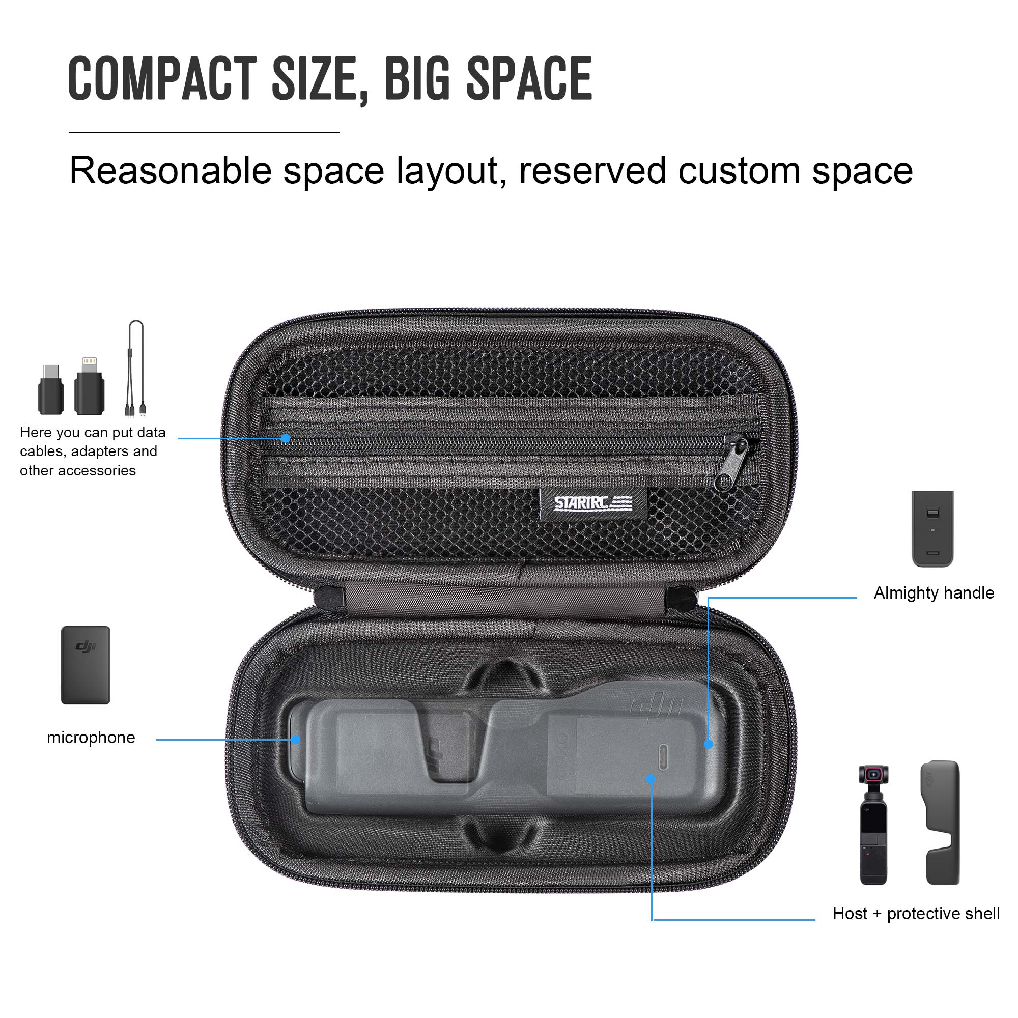 STARTRC DJI Pocket 2 Carrying Case Waterproof Portable Travel Bag Wrist Strap for Osmo Pocket 2 Handheld Camera Body Storage Bag