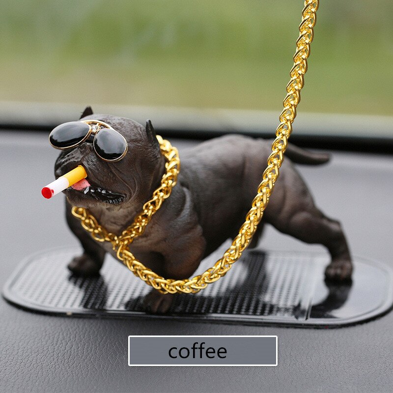 Creatieve Bulldog Auto Ornament Mode Simulatie Bull Hond Pop Auto Interieur Accessoires Ornamenten Decoratie: coffee