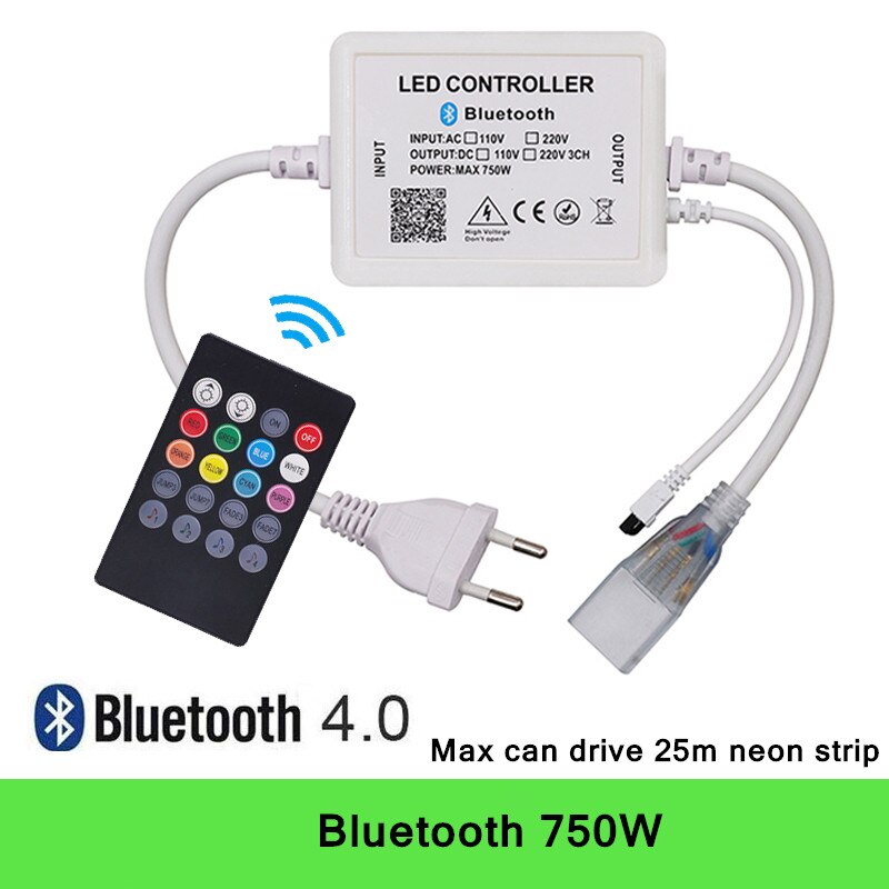 Regulador de intensidad con Bluetooth para música, controlador WIFI de 110V, 220V, 750 V, 1500W, para luz de 5050 Tira de LED RGB de neón, aplicación para IOS/Android