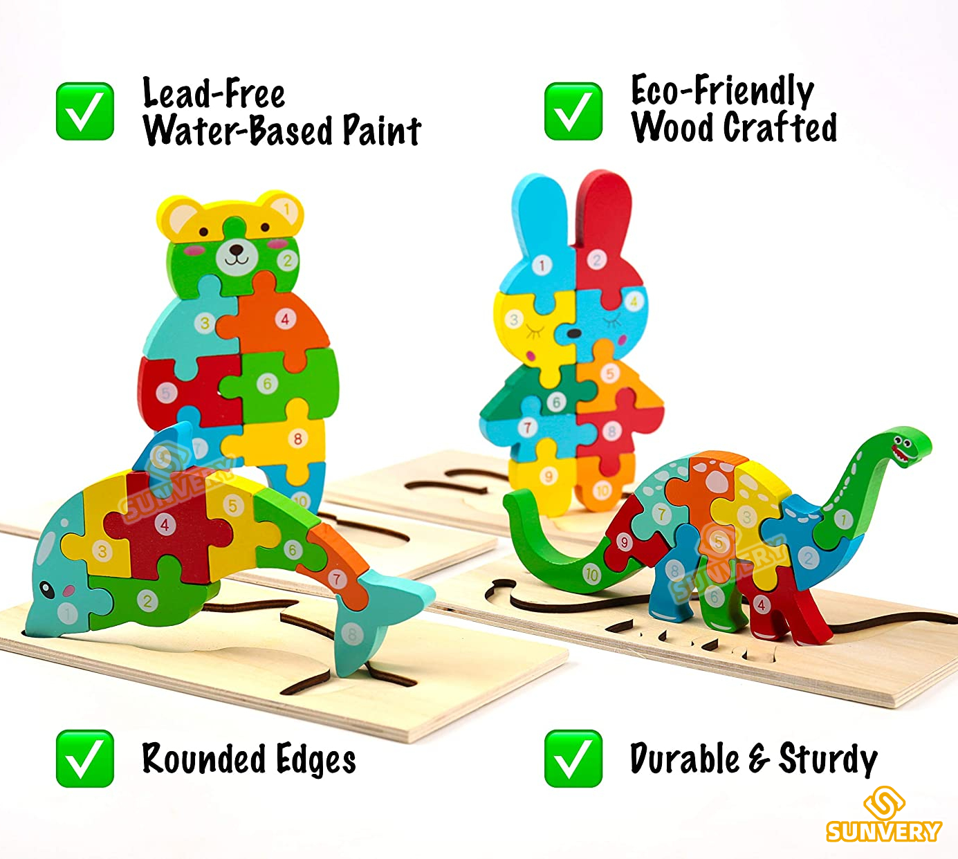 Puzzles en bois Montessori pour enfants, jouets Montessori pour tout-petits de 2 3 4 5 ans, Puzzle 3D, jouet éducatif dinosaure