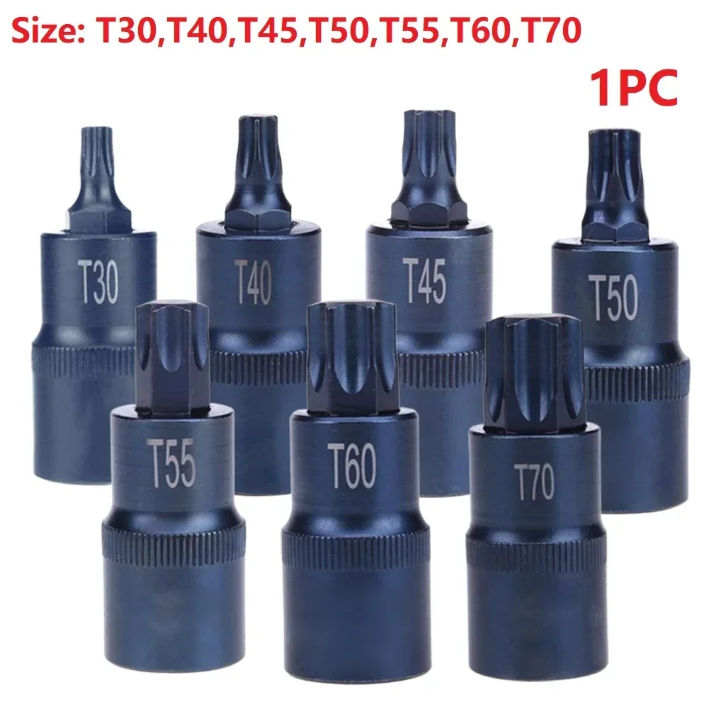 Torx Screwdriver Bit 1/2inch Socket Bits Adapter T30 T40 T45 T50 T55 T60 T70 Torx Socket Adapter Hand Tool For Ratchet Wrenches