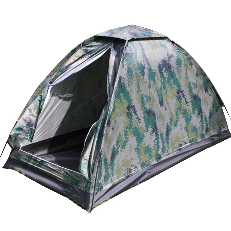 Outdoor Camouflage Tent Beach Tent Camping Tent for 1 Person Single Layer Polyester Fabric Waterproof Tents Carry Bag: Default Title