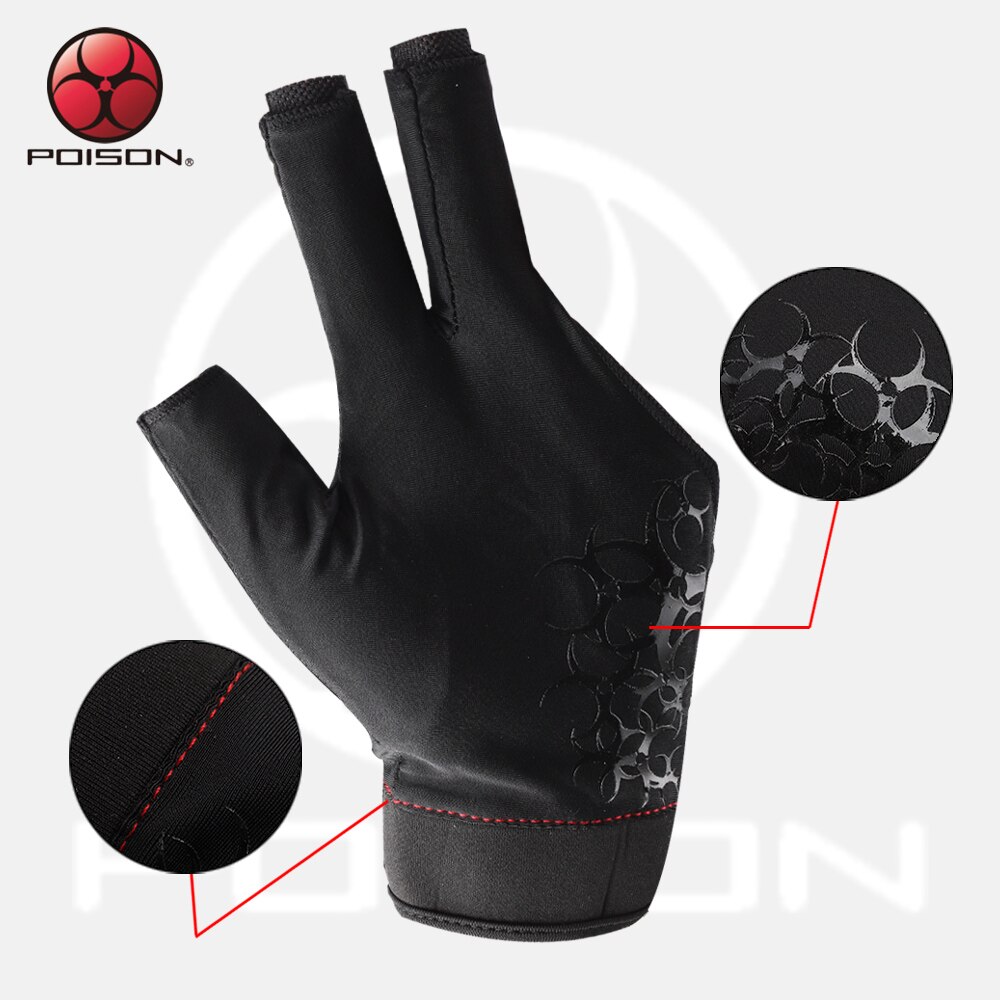 Gants de queue de billard rouge, antipoison, pour la main gauche, pour la queue de billard, durables et confortables, accessoires professionnels