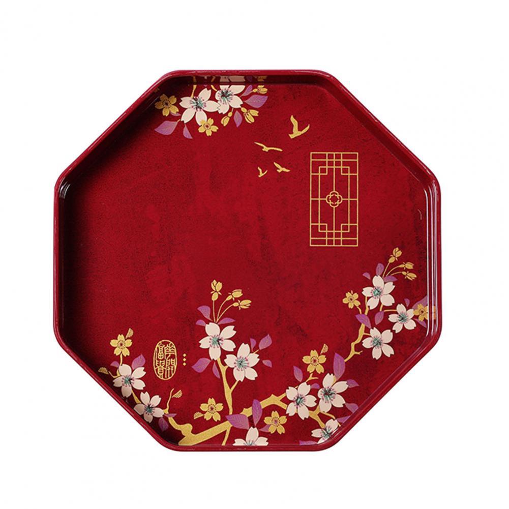 Chinese Traditionele Thee Lade Vierkante/Ronde Tafel Dienblad Voedsel Plaat Bruiloft Decoratie Plateau De Serviceподнос Для Декора: Red Round