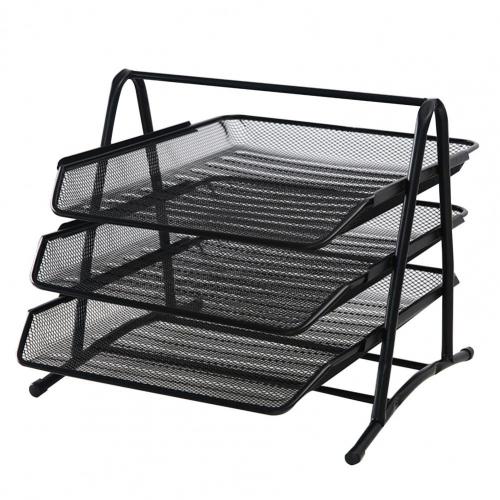 Metal Racking For Paperwork Anti-Rust 3 Layers Metal Wide Entry Desk File Docu... – Grandado