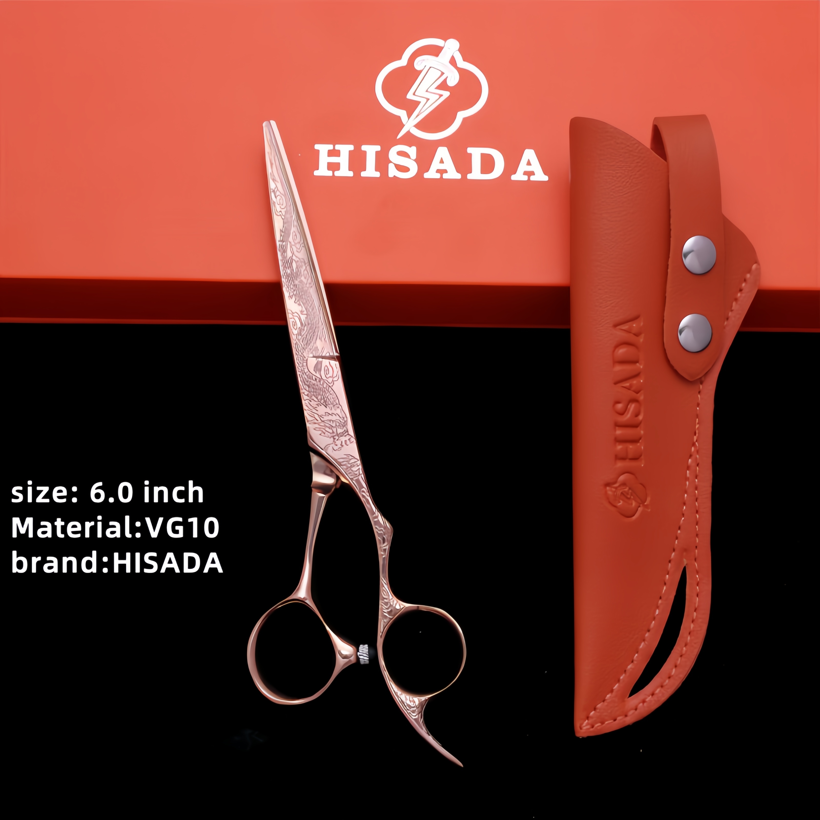HISADA 6,0-inch VG10 staal Wolfraam Staal Patroon Hoogwaardige schaar Patroon Professionele Kapsalon Top Professionele Schaar: Sky Blue