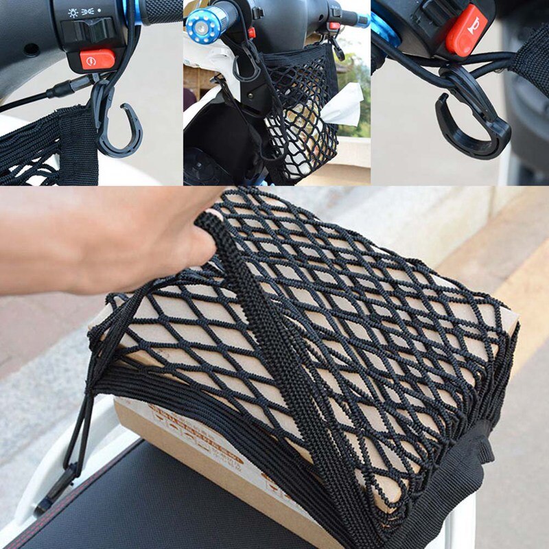 Motorcycle Luggage Net Hook Hold Bag Cargo Bike Scooter Mesh Fuel Tank Luggage