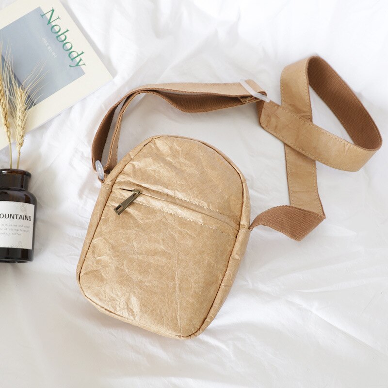 Hylhexyr Mini Handbag Women's Kraft Paper Shoulder Bag Messenger Bags: Khaki