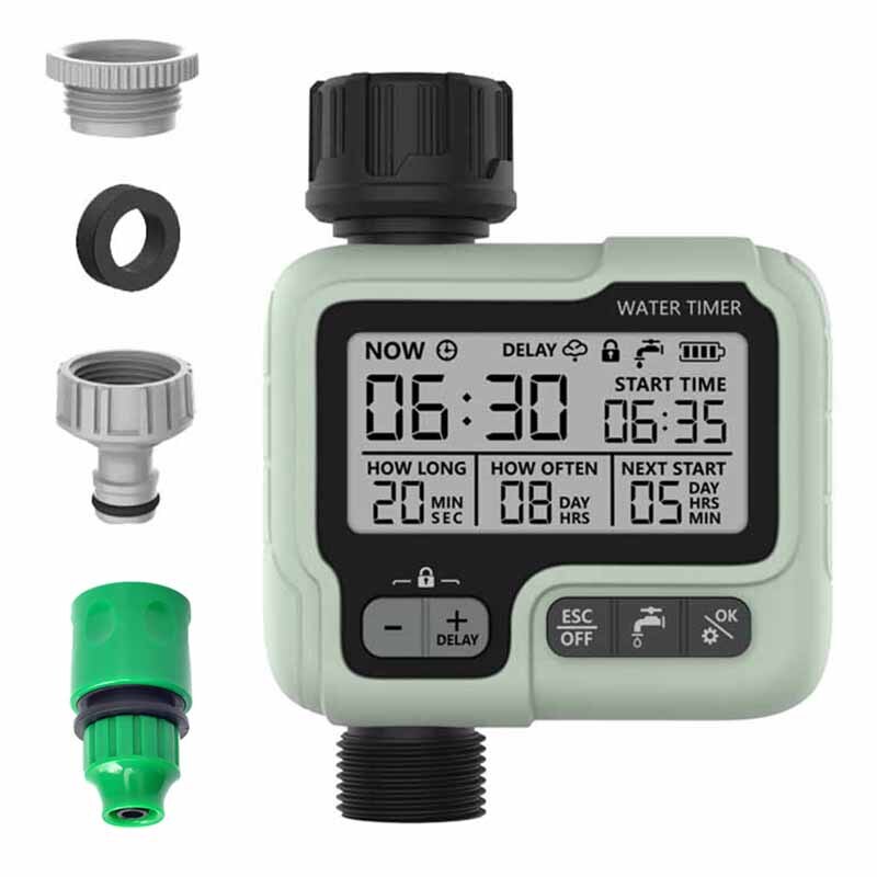 Large Screen Display Waterproof Garden Irrigation Timer Digital Programmable Faucet Watering Timer Irrigation System Controllor: 1 Timer And 1 Head