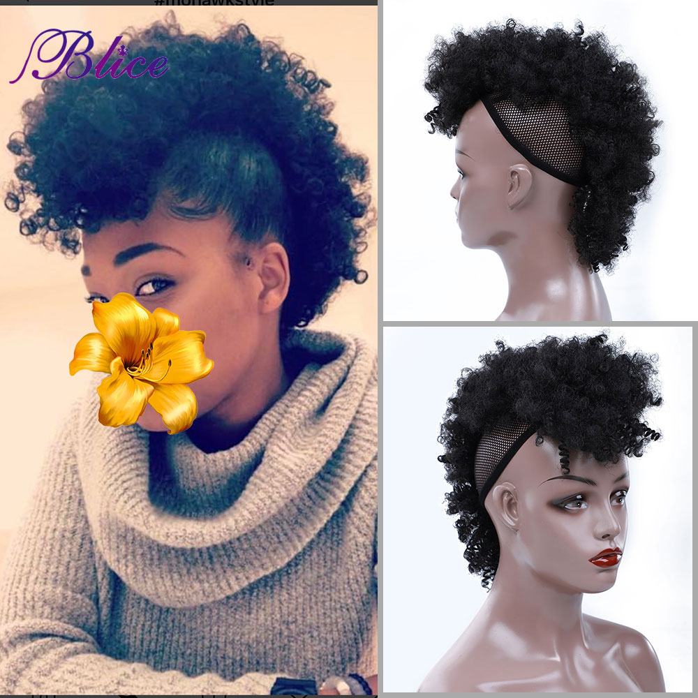 Blice – perruque Mohawk synthétique bouclée, bouffante haute, Chignon devant à derrière, courte, Punk, pour femmes, 90 pouces