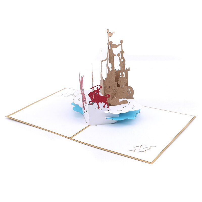 Tarjetas postales Pop-Up 3D de amor, postal de Castillo de con pegatina de sobre para invitación de boda, tarjeta de felicitación de aniversario