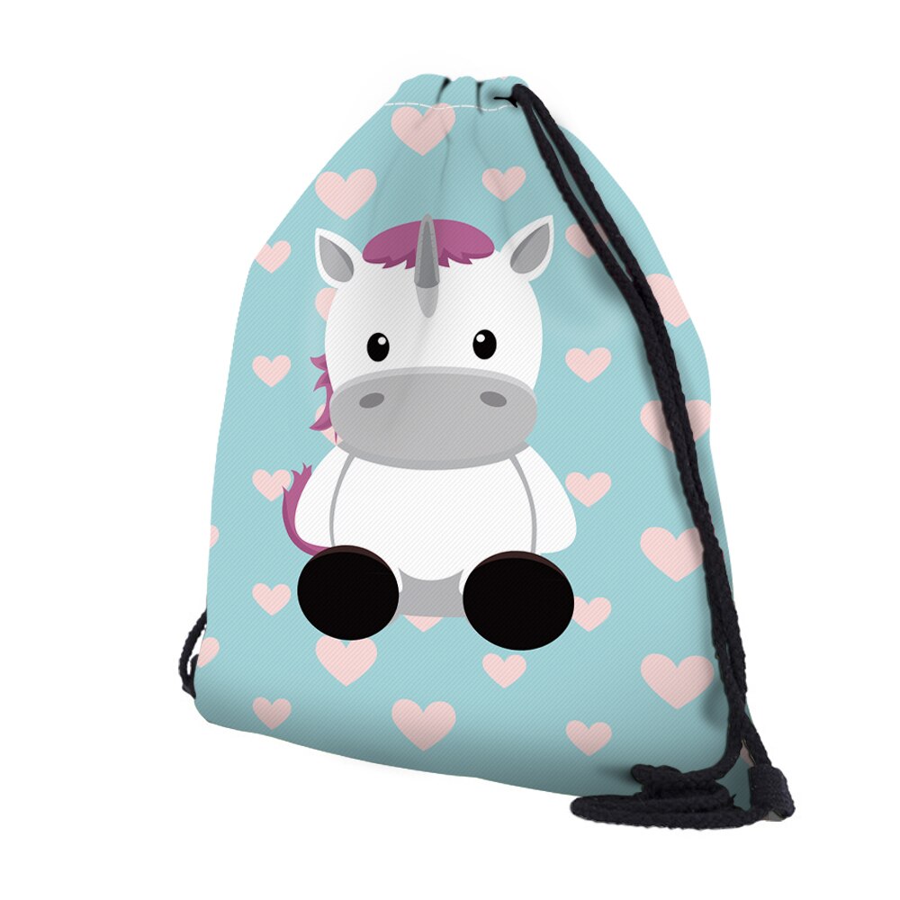 Deanfun mochilas escolares fofas de cordão, 2 peças, unicórnio, estampado, multifuncionais para meninas