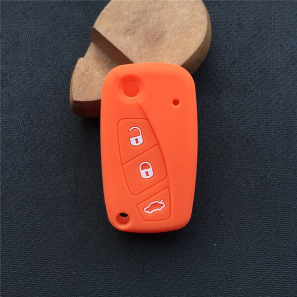 ZAD 3 buttons silicone Rubber car key cover case holder for FIAT Panda Stilo Punto Doblo Ducato Minibus Grande Bravo 500 key fob: Orange