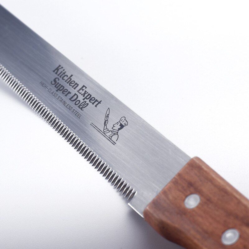 8Inch Stainless Steel Bread Knife Serrated Knife Wooden Handle Fruit Knife Bread Toast Slicer Cake Knife Spatula Baking Tools