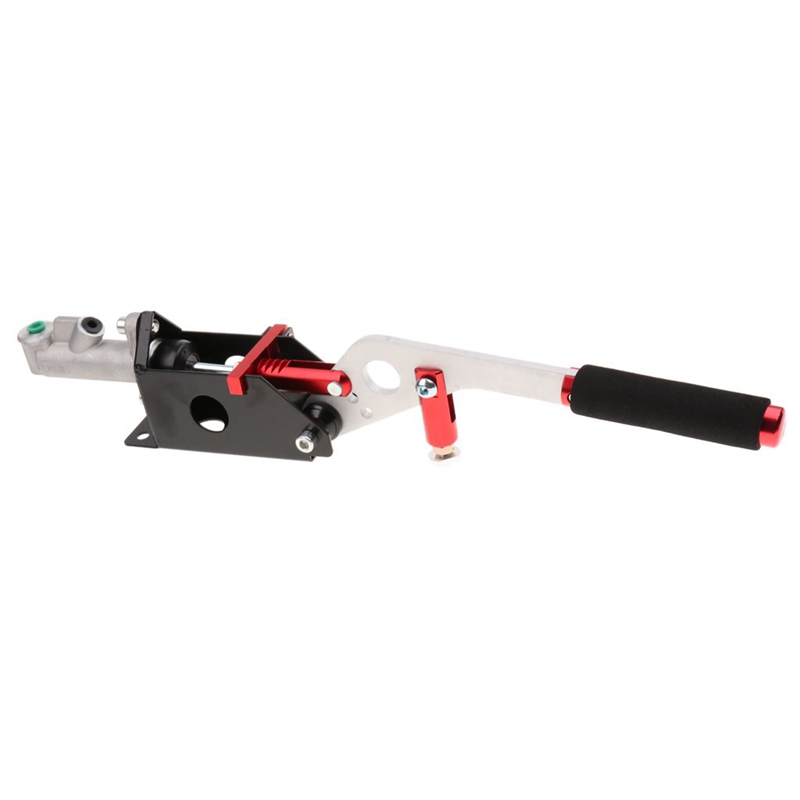 Hydraulic Horizontal Racing Drift Rally Hand E Brake Parking Handbrake Lever Silver+Red