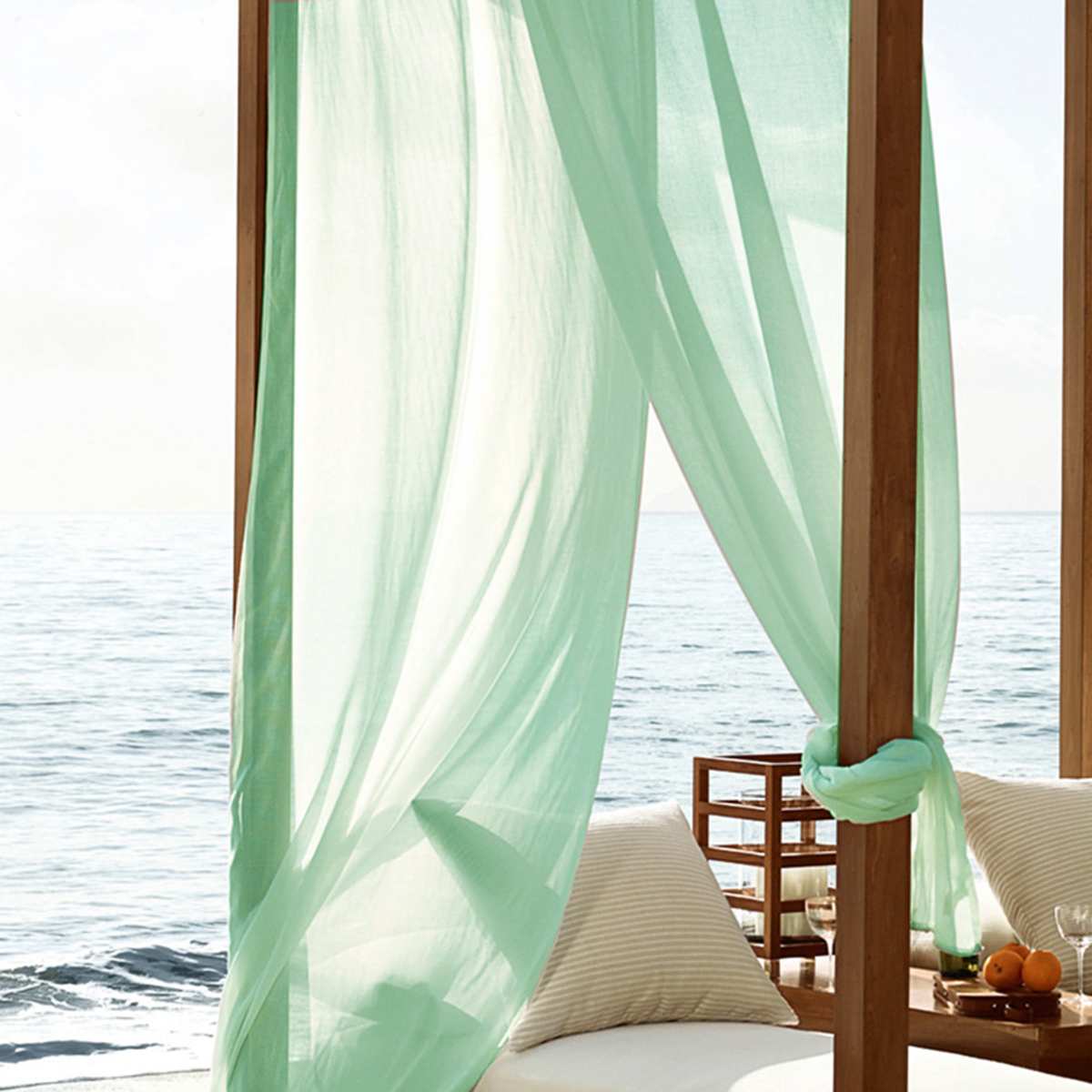 Hage dekorasjon utendørs rene gardiner til veranda utvendig voile passe Strand hage lysthus 5 farger 140 x 137cm/55 x 54 tommer: Grønn