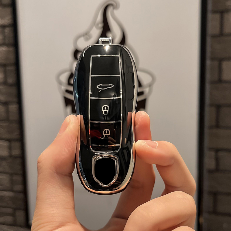 Para Porsche Cayenne 958 Macan 911 Panamera 996 991 Boxster 987 997 TPU funda para llave de coche accesorios de carcasa para llave: Negro