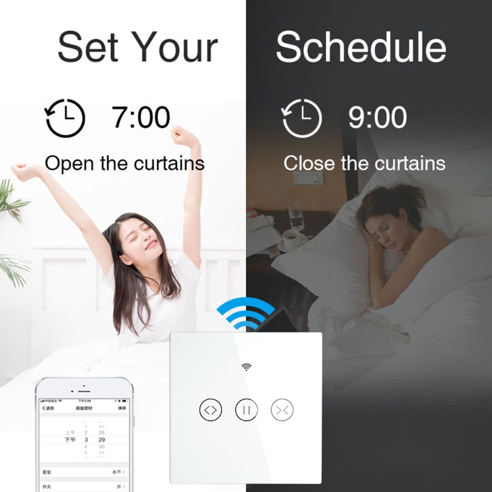 Smart WiFi Curtain Remote Control Home Electric Curtain Blind Roller Shutter Switch Voice Control Assistant for Alexa