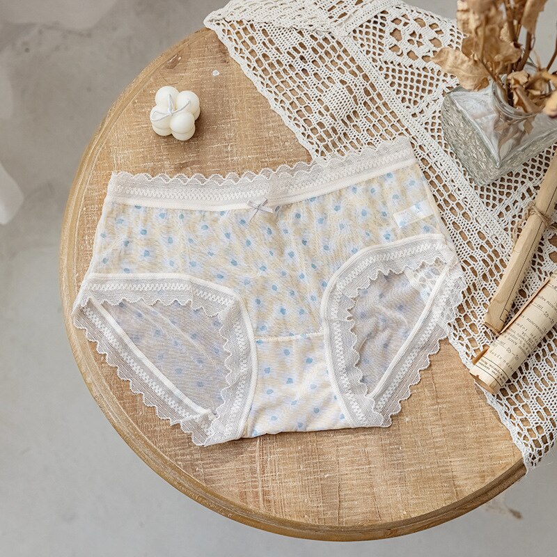 Sweet Fresh Floral lace Mid-rise Seamless Panties women summer Girly mesh Panties lingerie women Panties N685