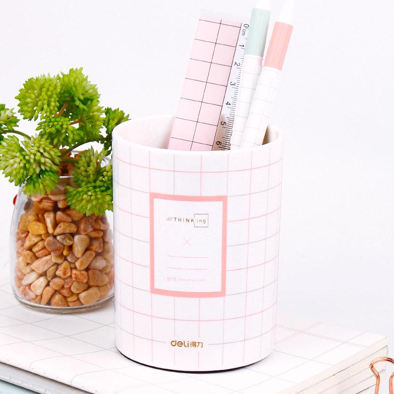 Deli rond romantique dentelle porte-stylo organisateur de bureau accessoires de bureau accessoires de bureau organisateur de bureau porte-crayons Kawaii: Rose
