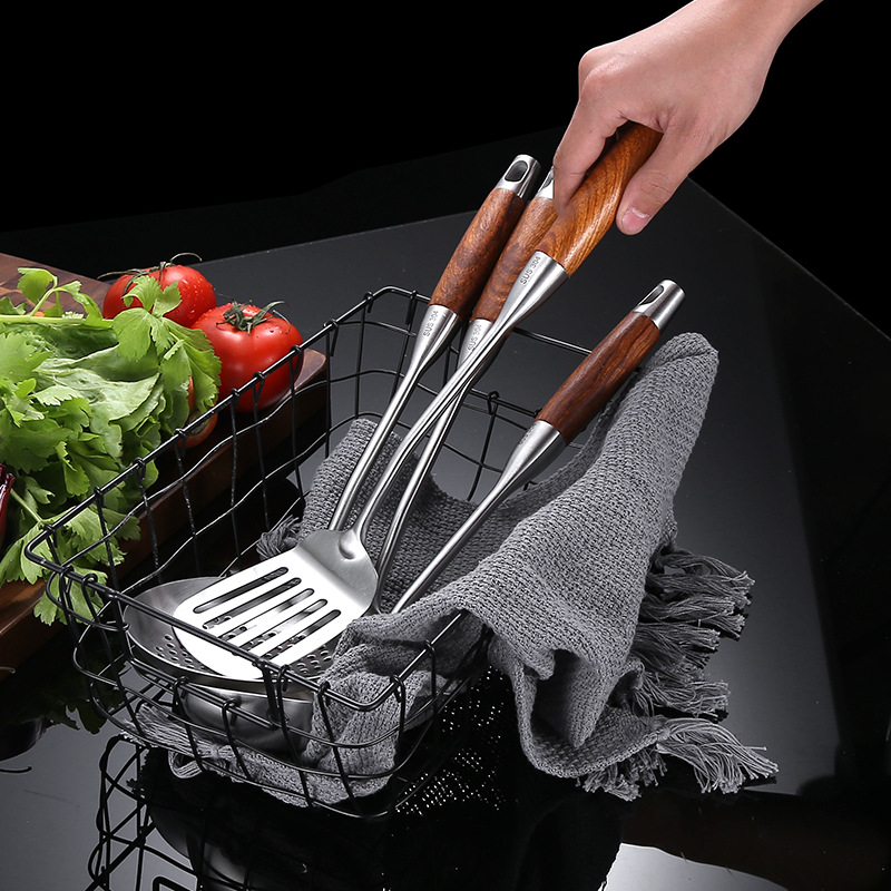 Stainless Steel Spatula and Soup Spoon Spatula Colander Anti-Scald Insulation Four-Piece Kitchen Set Kitchen Cooking Set