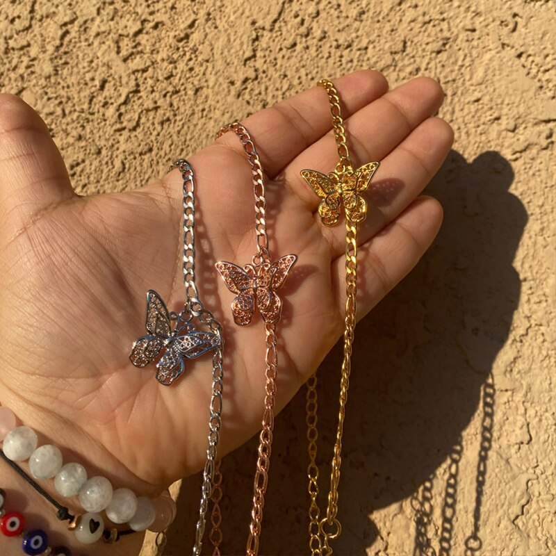 Vlinder Enkelbandje Armband Voor Vrouwen Ananas Religieuze Enkelbanden Armband Voor Vrouwen Mannen Gouden Kleur Charme Bangle Enkelbanden Sieraden