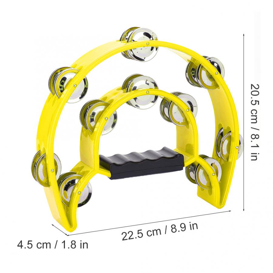 Round Percussion Double Row Handbell Tambourine Double Half Moon Tambourine Percussion Drum Party Game Baby Toy