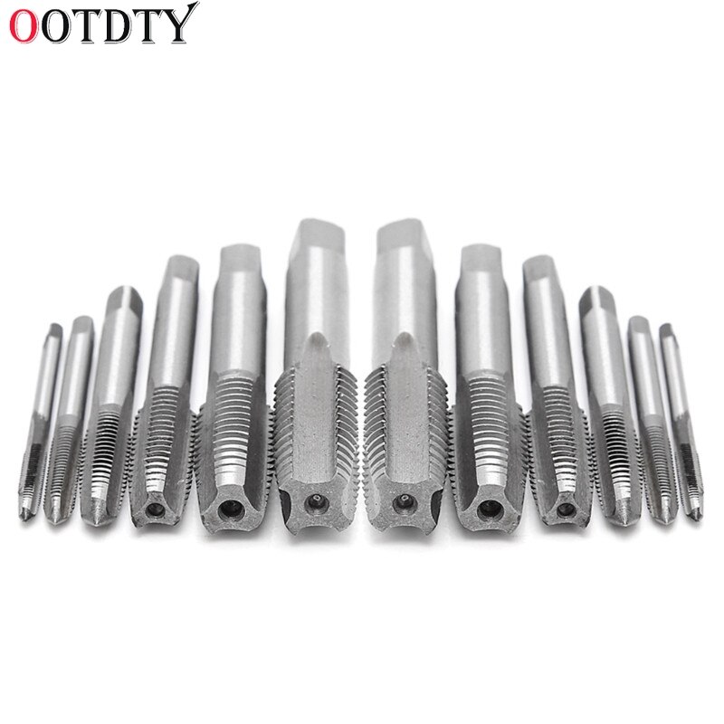12 stuks handschroefdraadtappen draadtappen schroevendraaierbit  m3/m4/m6/m8/m10/m12 tapset passend voor handvat doe-het-zelf gereedschap accessoires