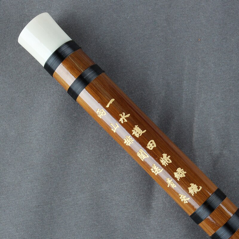Bamboo Flute with Black Line Traditional Chinese Handmade Woodwind Musical Instrument Supply Fingering chart
