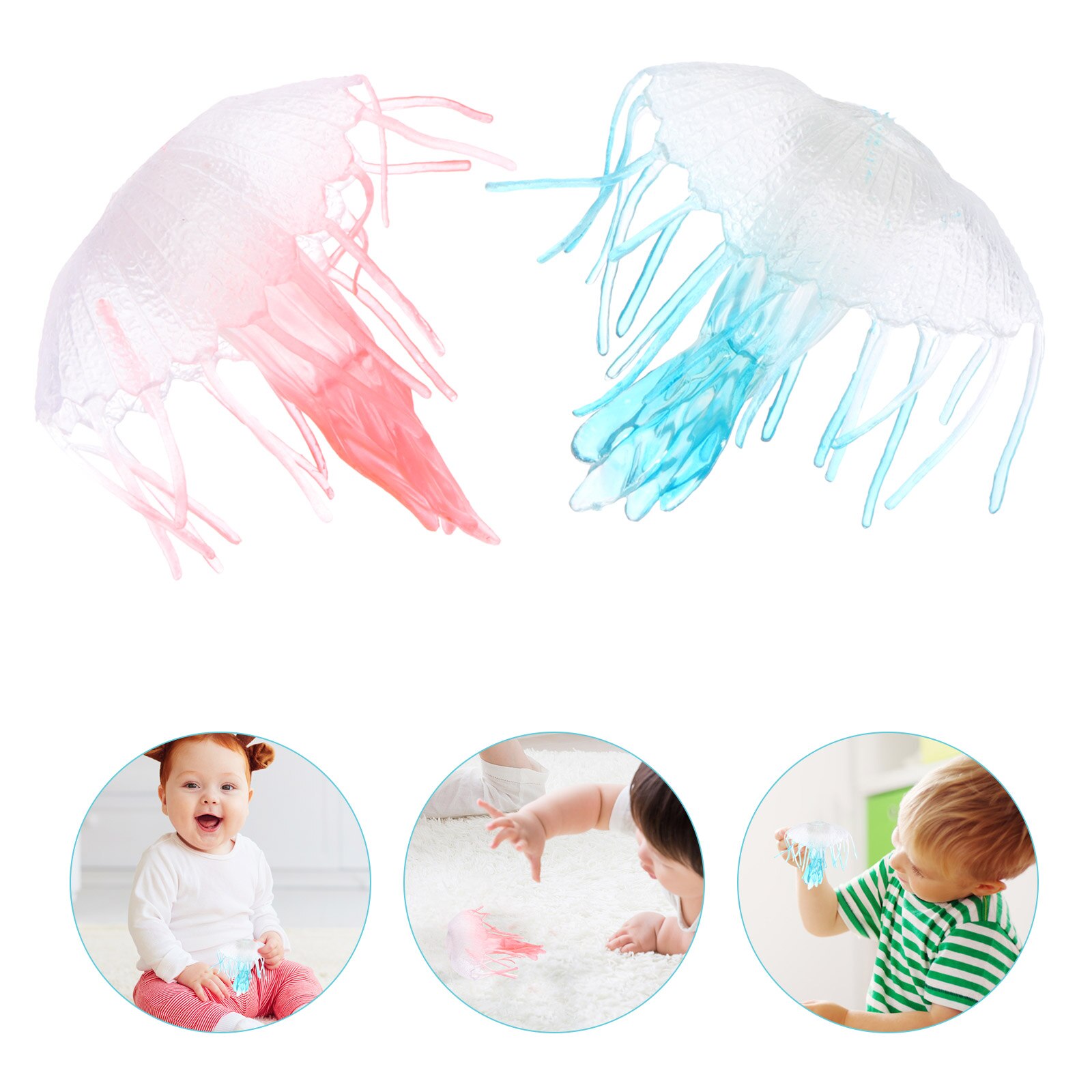 2Pcs Simulated Sea Animal Model Vivid Sea Creature Jellyfish Tabletop Decor