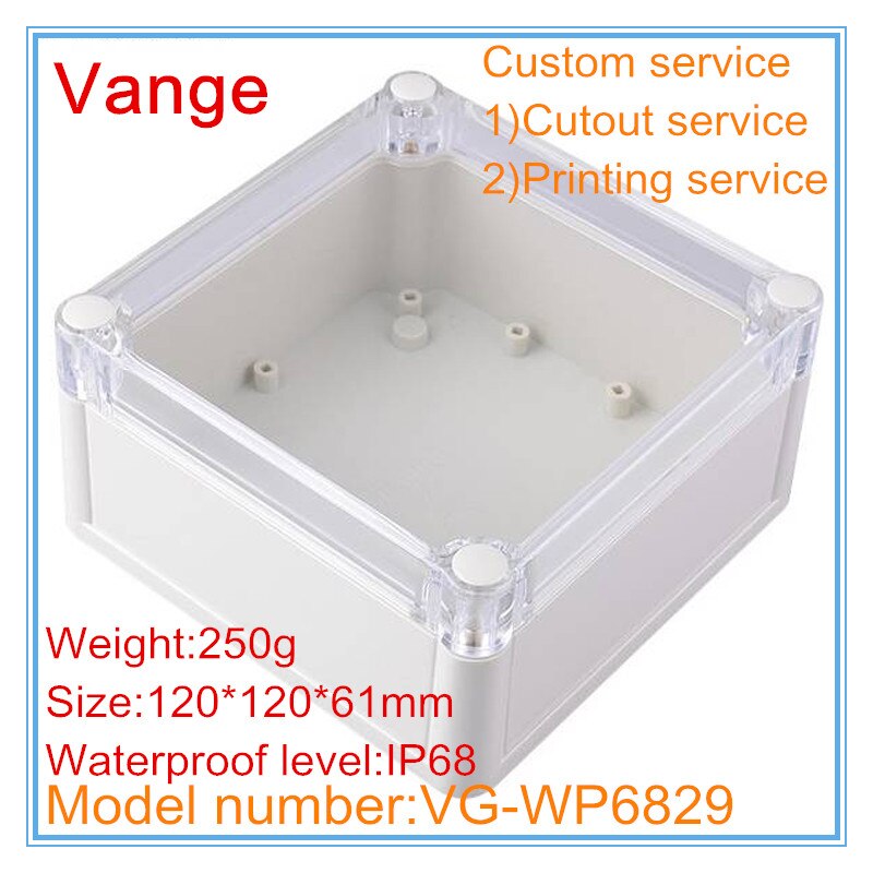2pcs/lot mold making injection box 120*120*61mm IP68 waterproof ABS plastic box enclosure diy for electrical PCB
