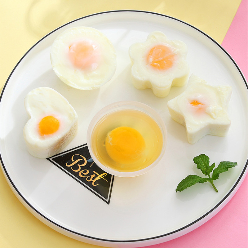 4 Stks/set Plastic Leuke Ei Stroper Pocheren Pods Egg Mold Cooker Boiler Keuken Koken Gereedschap Pannenkoek Maker Met Deksel Borstel