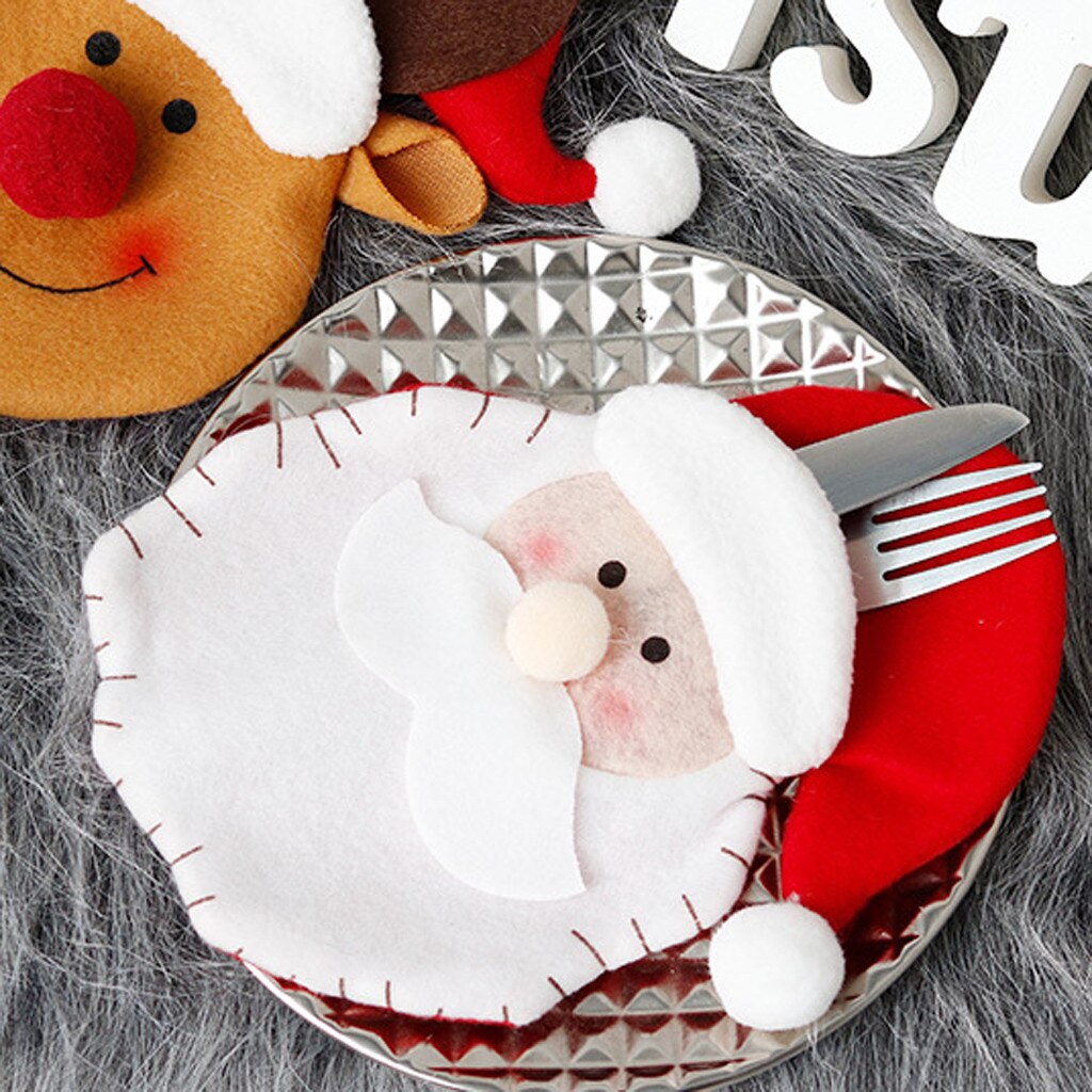 Dorp Xmas Bestek Zak Servies Zakken Vorken Cover Sneeuwpop Kerstman Elanden Christmas Party Decoratie Voor Kinderen