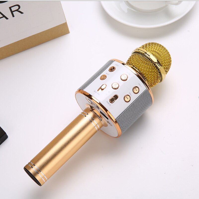 858 mobile phone k song microphone microphone audio microphone k song treasure live bluetooth wireless condenser microphone whol: Rood