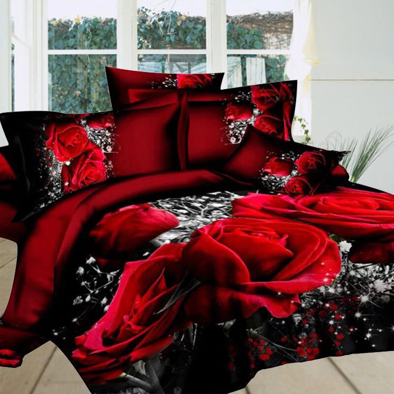 Stylet blomst 3d sengetøj sæt dynebetræk lagen pudebetræk sengetøj dyner dækker dronning: Os konge