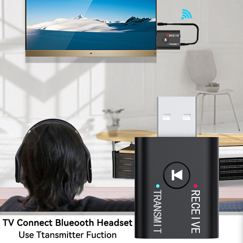Receptor y transmisor de Audio con Bluetooth 5,0, conector AUX de 3,5mm, RCA, USB, Dongle, adaptador inalámbrico estéreo para TV, Kit de coche, altavoz y auriculares