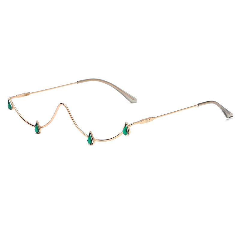 Monture de lunettes en strass longkeeper pour femmes, montures en alliage de diamant, décoration de lunettes de luxe en cristal d'eau: C2 or vert