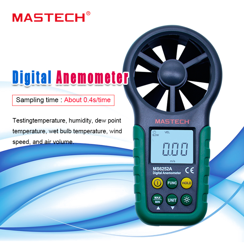Mastech MS6252A Handheld Digitale Anemometer Windsnelheid Luchtstroom Tester Air Volume Meten Tm
