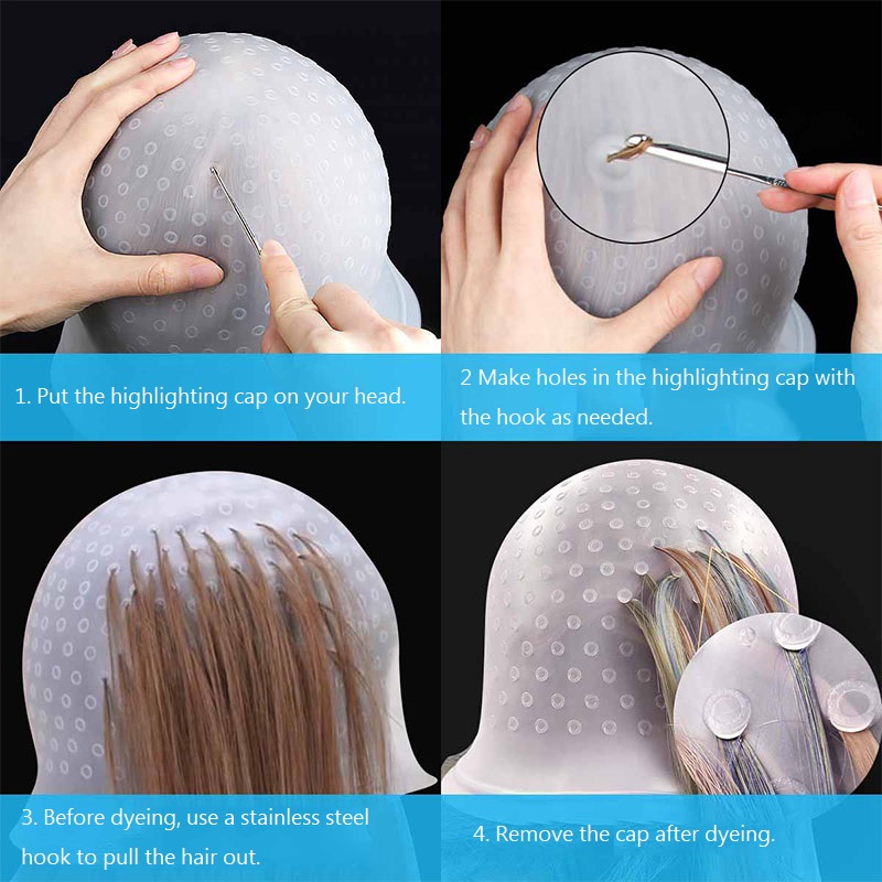 Gorro para teñir el cabello para resaltar la capucha, gorro para teñir el cabello, gorro Meches de silicona para arañazos, gorro para pintar el cabello, gorro para mechas