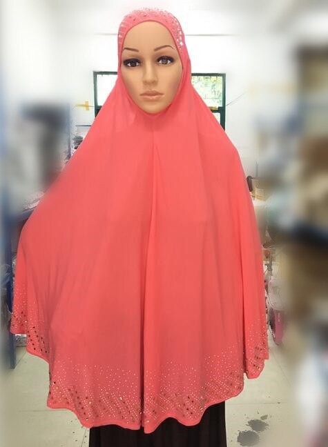 Hidżab islamska odzież natychmiastowa hidżab Turban diamenty Rhinestone chusta hidżab chustka turecki hidżab rozszerzenia szyi klatka piersiowa 100X90CM: watermelon red