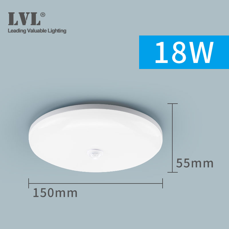 Led Pir Motion Sensor Plafondlamp 18W 36W 85-265Vac Opbouw Moderne Plafondlamp Voor Gangen Gang Gangpad trappen: 18W-6000K