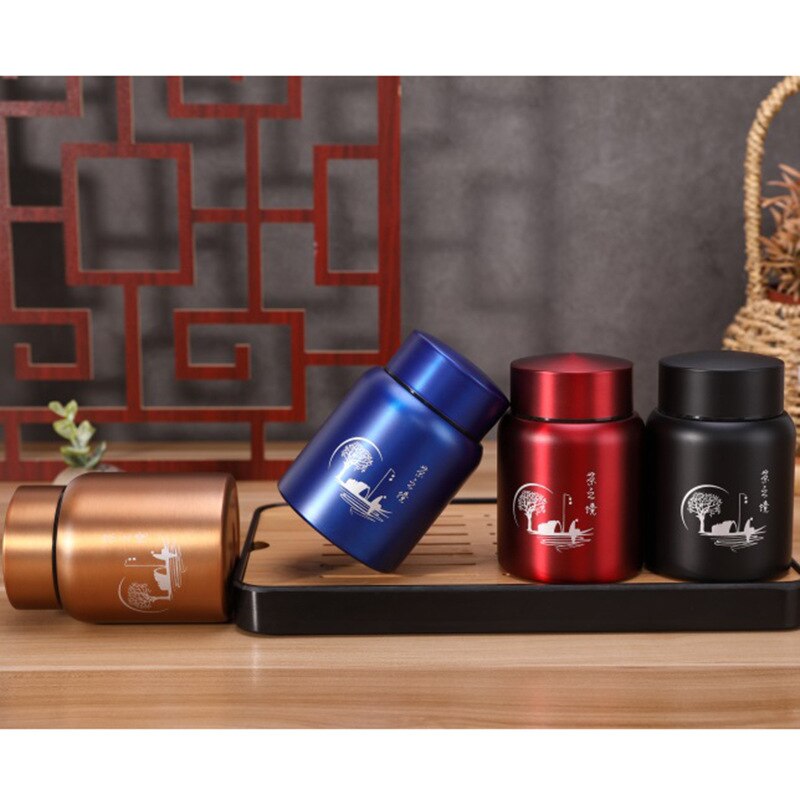 Stainless Steel Tea Caddy Large-capacity Sealed and Leak-proof Metal Storage Tank