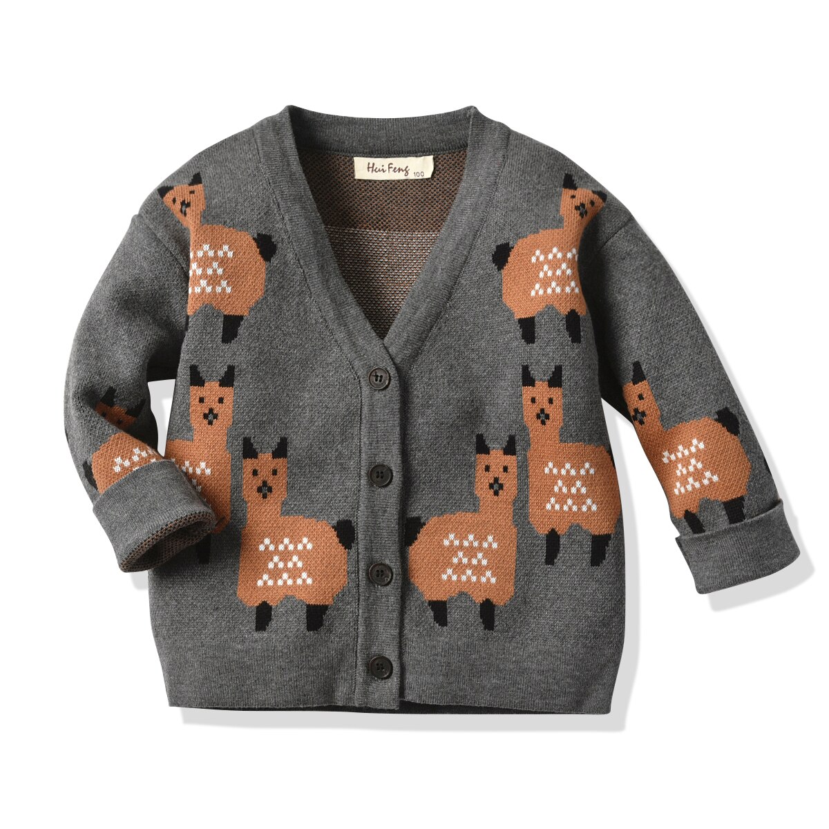 Emmababy 2-6Y Kids Baby Girls Boys Autumn Knit Coat Cute Alpaca V-Neck Single Breasted Long Sleeve Toddler Outfit Cardigan