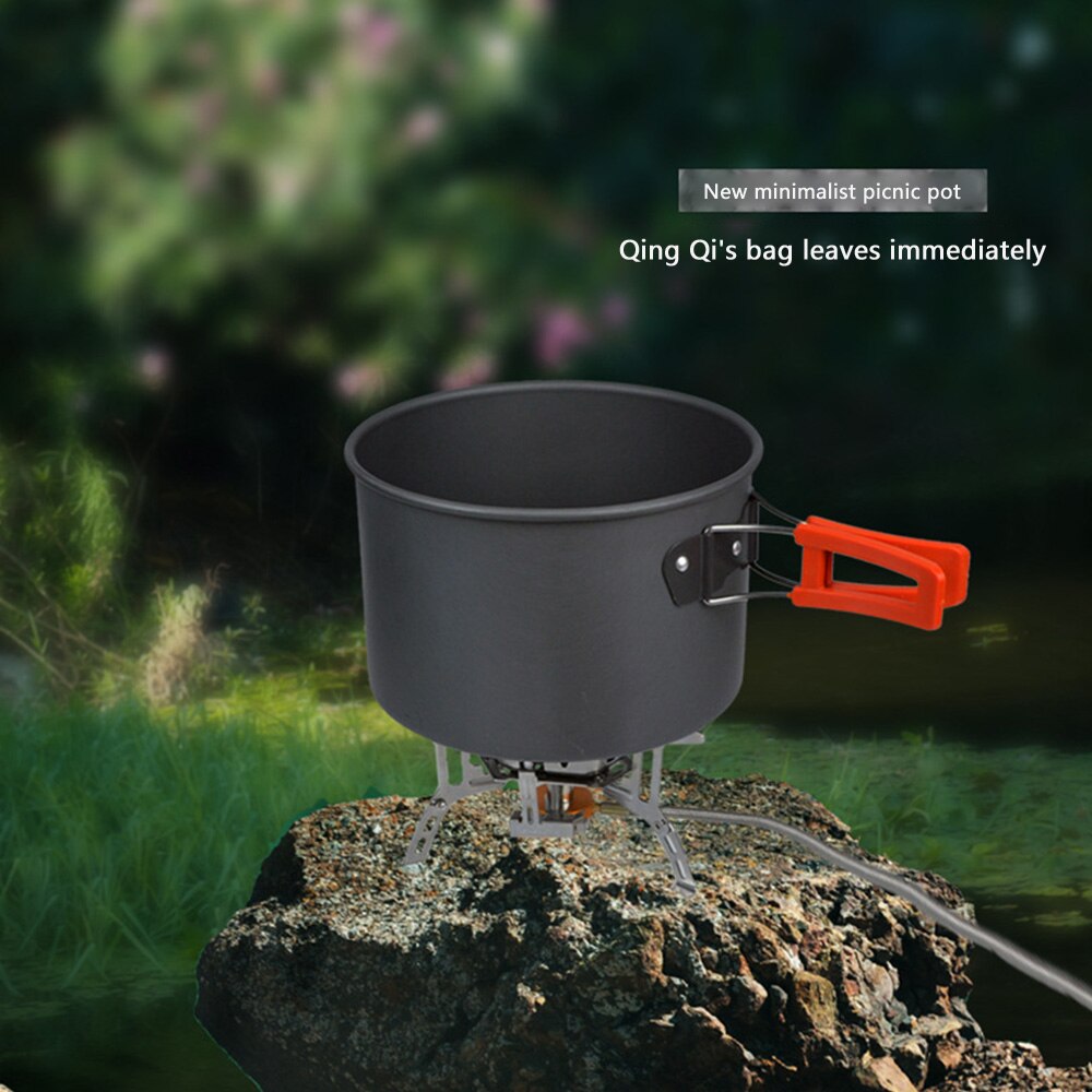 Camping Cookware Kit Outdoor Aluminum Alloy Camping Cookware Backpack Hiking Barbecue Cooking Equipment Set Folding Pot