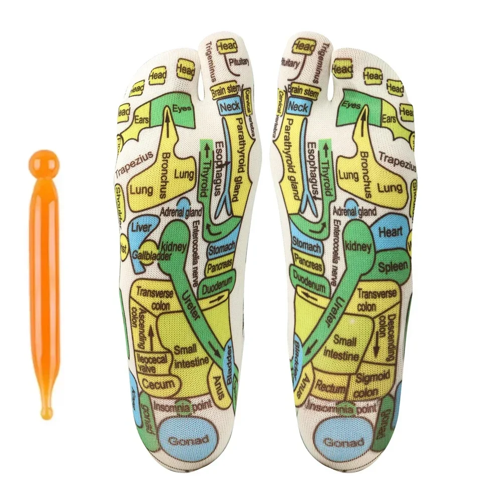 1 einstellen Socken Akupressur Fußpflege Massage Lindern Müde Füße Massagegerät Reflexzonenmassage Socken Fuß Akupunkturpunkt Massage Werkzeug Physiotherapie: verrotten